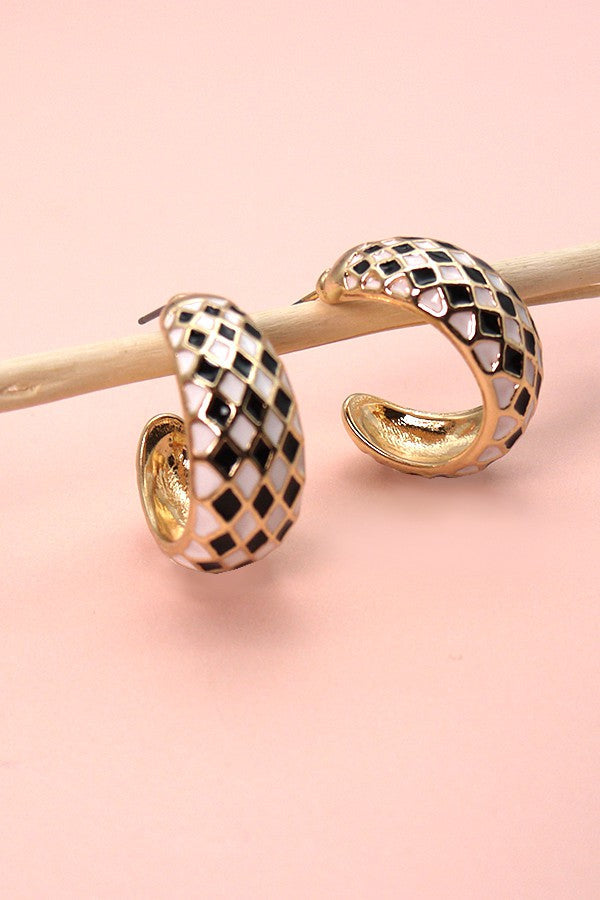 Checkered Hoop Earrings