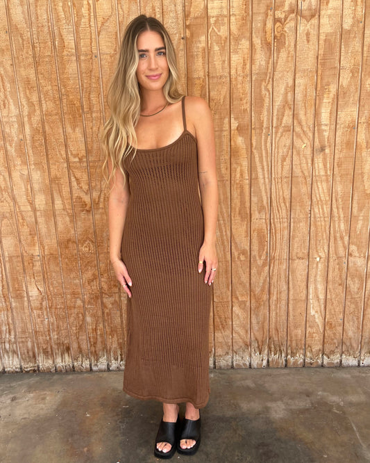 Brown Knitted Maxi Dress