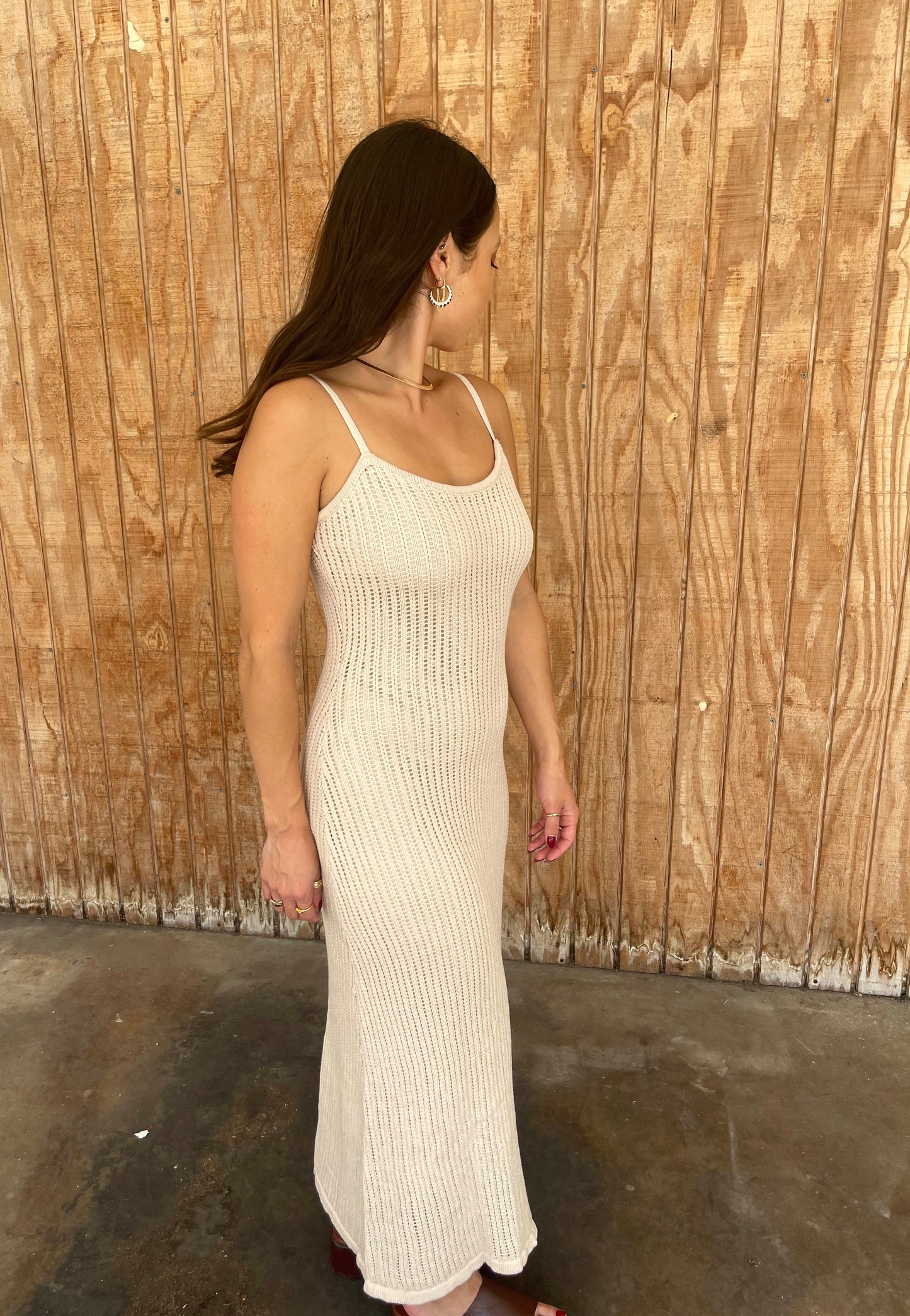 Cream Knitted Maxi Dress