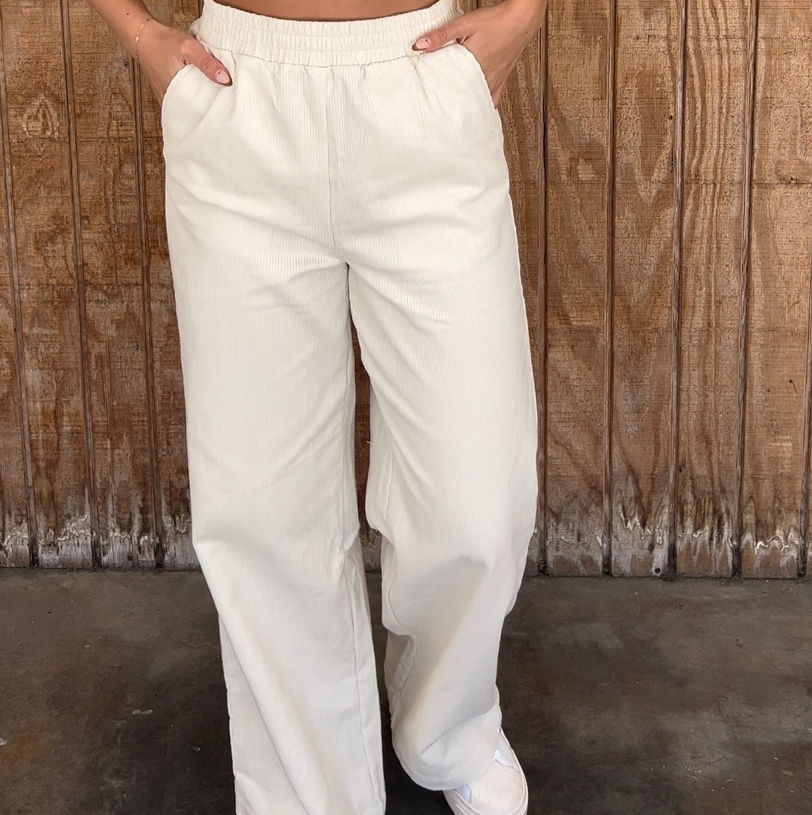 Corduroy Straight Leg High Waisted Pants