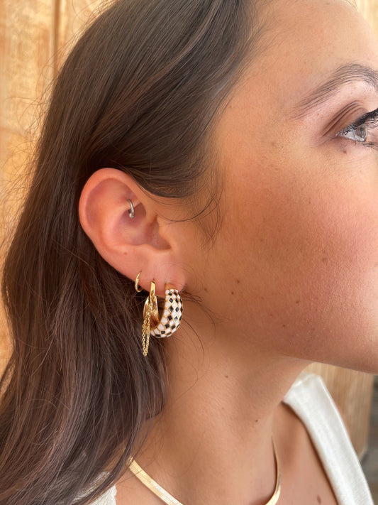 Checkered Hoop Earrings